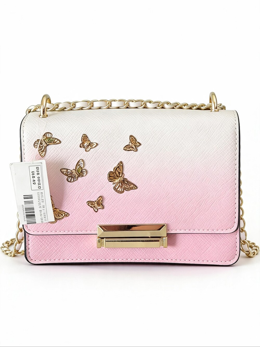Aldo Pink Ombre Butterfly Crossbody with Gold Chain